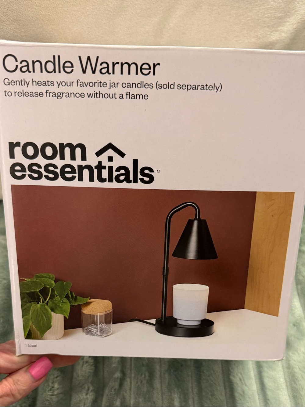 Room Essentials Black Metal Candle Warmer with White Jar